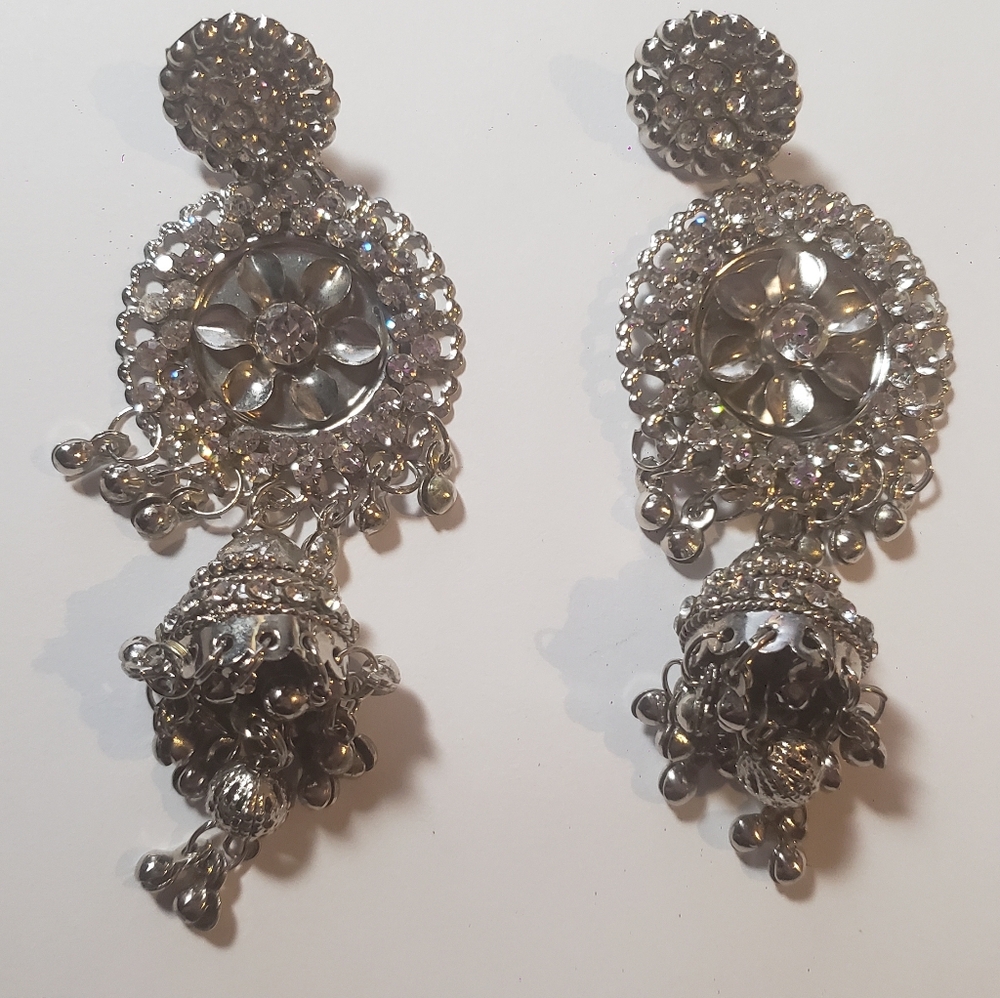 Sparkling Silver Statement Earrings